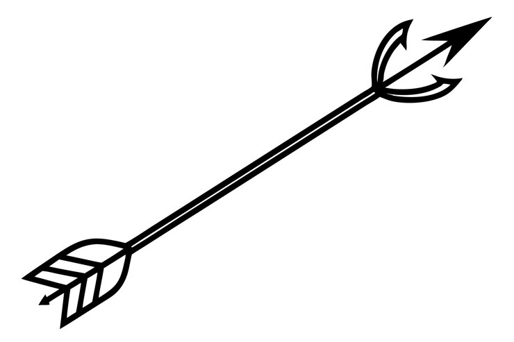 Vector un solo contorno de la silueta vectorial de la flecha de cupido en fondo blanco