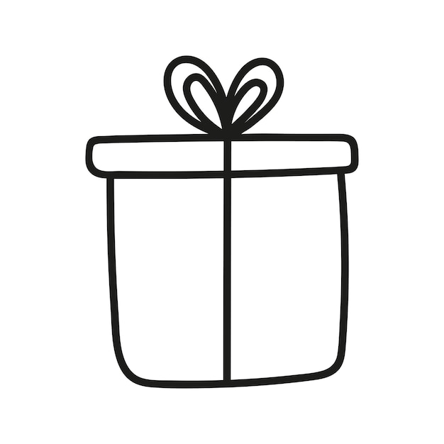 Un solo dibujo de caja de regalo, una ilustración vectorial dibujada a mano del presente
