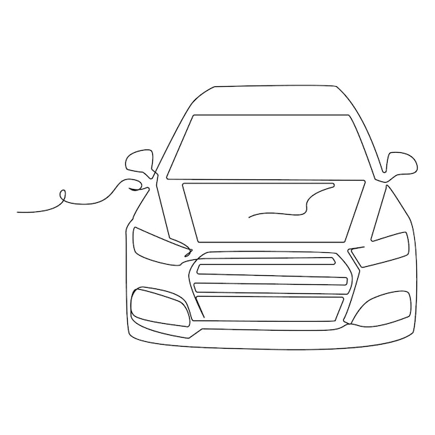 Un solo dibujo de línea continua de automóviles elegante diseño de ilustraciones de arte vectorial de automóviles de carreras
