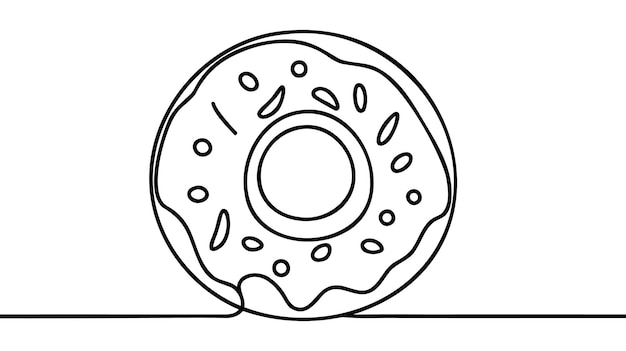 Un solo dibujo de línea continua de la etiqueta del logotipo estilizado de la tienda de rosquillas Emblema concepto de restaurante de rosquilla de comida rápida