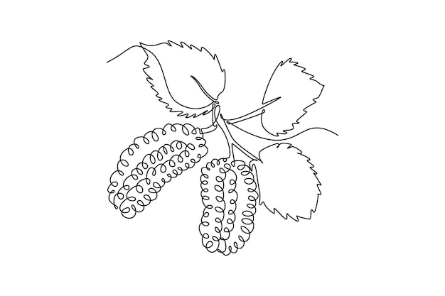 Un solo dibujo de línea continua de fresas orgánicas sanas enteras identidad del logotipo del huerto de fresas concepto de frutas para el icono del huerto dinámico dibujo de una línea ilustración vectorial de diseño gráfico
