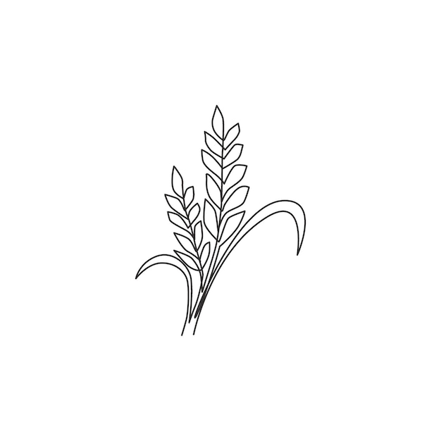 Un solo dibujo de línea continua de grano de trigo orgánico saludable para el logotipo Icono de cereal de alimentos básicos frescos