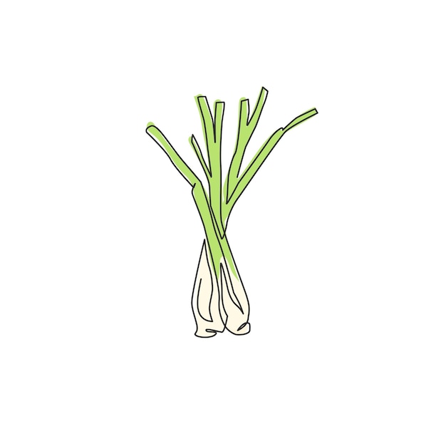 Un solo dibujo de línea continua de hierba de limón orgánica saludable Vector de íconos de verduras frescas de cymbopogon
