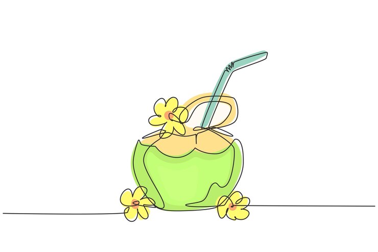 Vector un solo dibujo de línea continua de un hombre guapo sosteniendo una taza de plástico y bebiendo ilustración vectorial