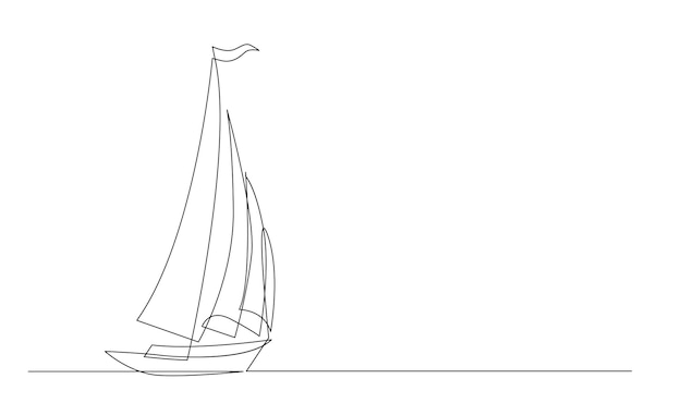 Un solo dibujo de línea continua icono de barco de mar concepto de turismo de viajes de yate diseño de símbolo de silueta una ilustración vectorial de dibujo de esquema