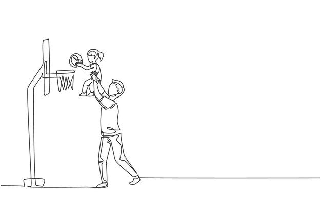 Un solo dibujo de línea continua de un joven padre y su hijo haciendo ejercicio saltando con cuerda de saltar en el parque