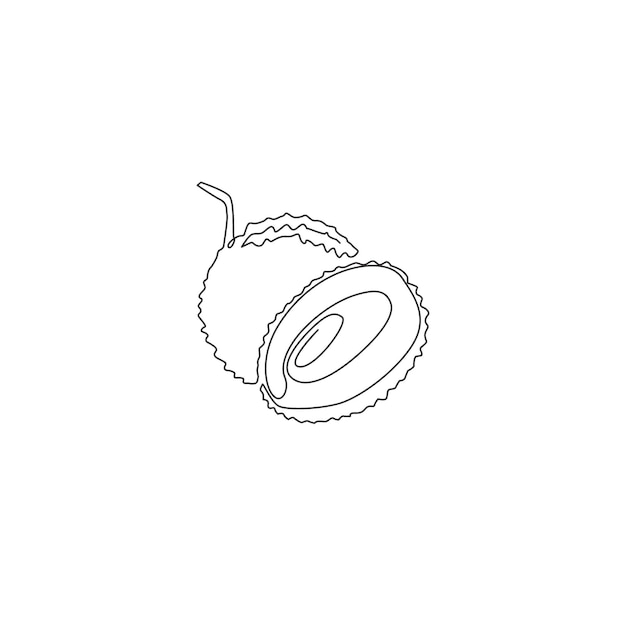 Un solo dibujo de línea continua de lichi entero y saludable para el logotipo del huerto Icono de frutas frescas de verano