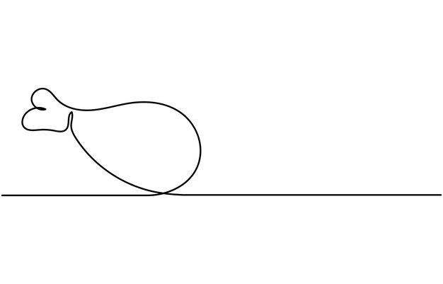 Un solo dibujo de línea continua de pierna de pollo frita crujiente para el emblema del logotipo del restaurante de comida rápida