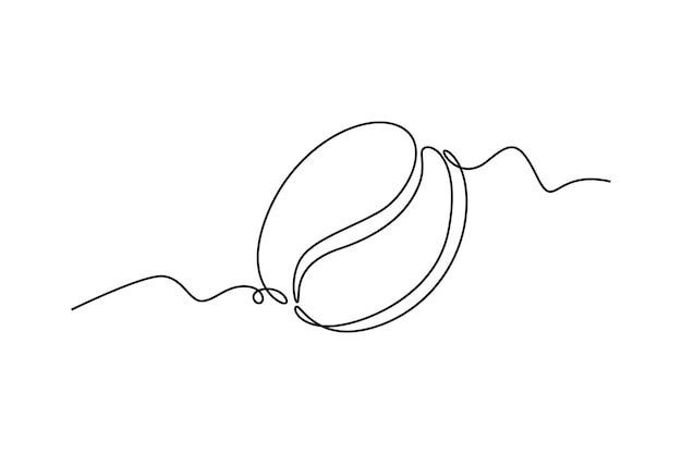 Un solo dibujo de una línea, un grano de café orgánico sano entero para la identidad del logotipo de la cafetería, un concepto de café aromático fresco para el icono de la tienda de café, un diseño de dibujo de línea continua moderna, una ilustración gráfica vectorial.