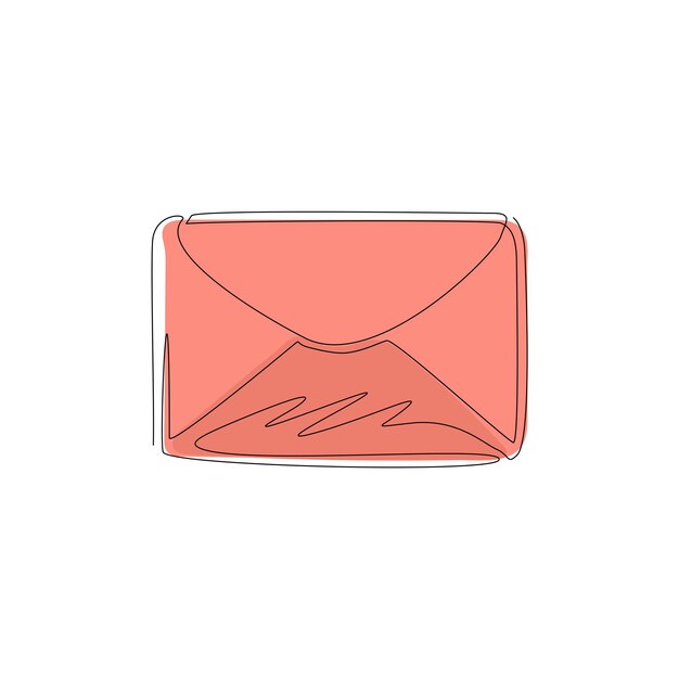 Vector un solo dibujo de una línea icono de sobre de correo cerrado decoración para tarjetas de felicitación carteles vectoriales