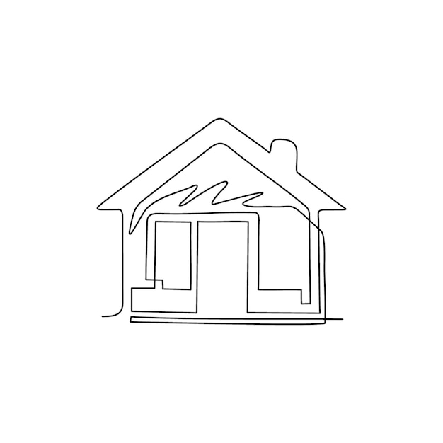 Un solo dibujo de una línea del logotipo de la casa como icono para cualquier negocio especialmente para el vector de negocios de la casa