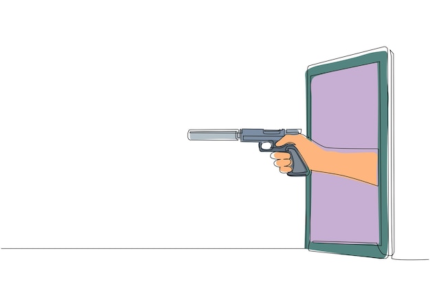 Un solo dibujo de una línea con la mano sosteniendo una granada Símbolo de equipo de armas explosivas del ejército