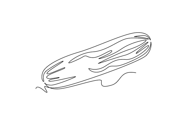 Un solo dibujo de una línea de un pepino orgánico sano entero para la identidad del logotipo del huerto Concepto de verduras frescas para el icono del jardín vegano Diseño de dibujo de líneas continuas modernas Ilustración gráfica vectorial