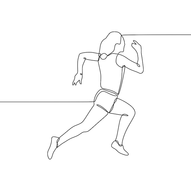 Un solo dibujo lineal continuo de una persona corriendo