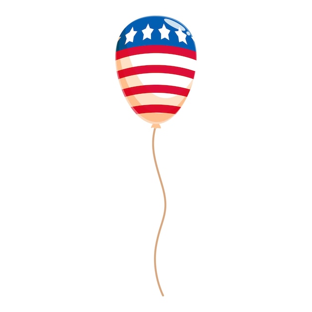 Un solo globo con bandera estadounidense flotando con una cuerda ondulada