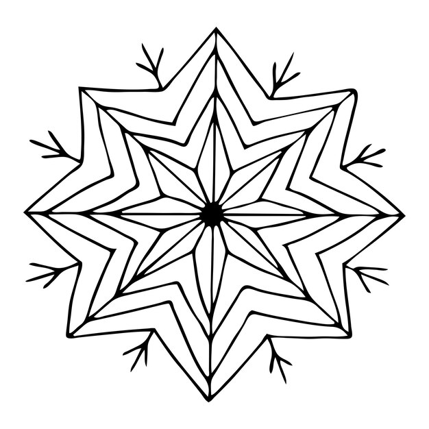 Un solo icono de copo de nieve de vector. Ilustración de doodle de invierno dibujado a mano. Icono de navidad.