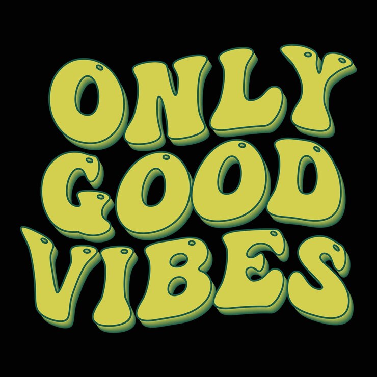 Vector solo letras de texto good vibes linda fuente dibujada a mano ilustración vectorial letras lindas
