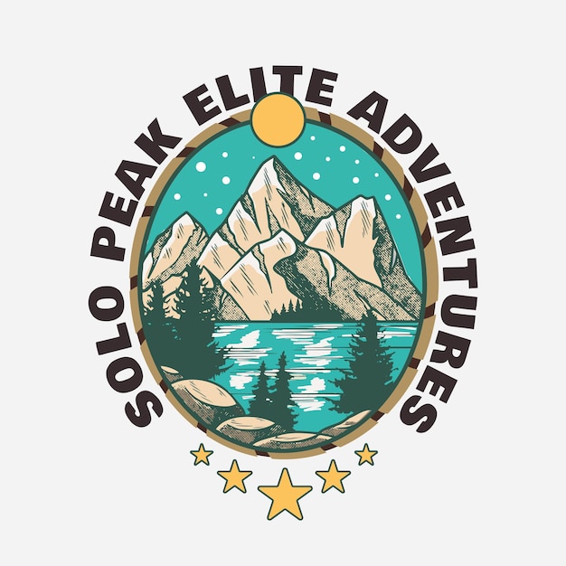 Solo pico élite aventura comunidad insignia ilustración vector