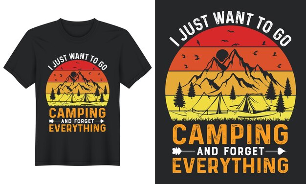 solo quiero ir de campamento y olvidarme de todo, Diseño de camiseta de campamento