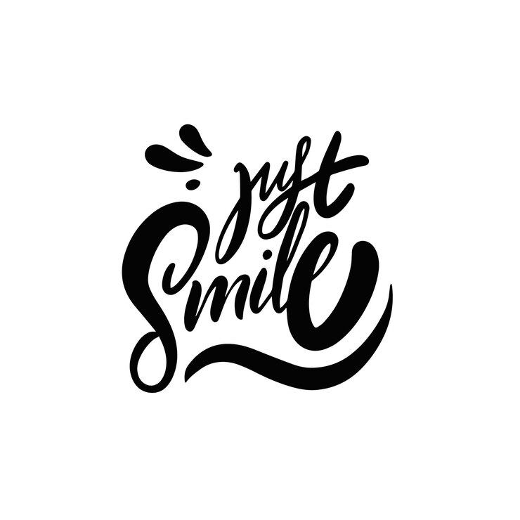 Vector solo sonríe mano dibujada en color negro letras frase caligrafía moderna texto vector cartel