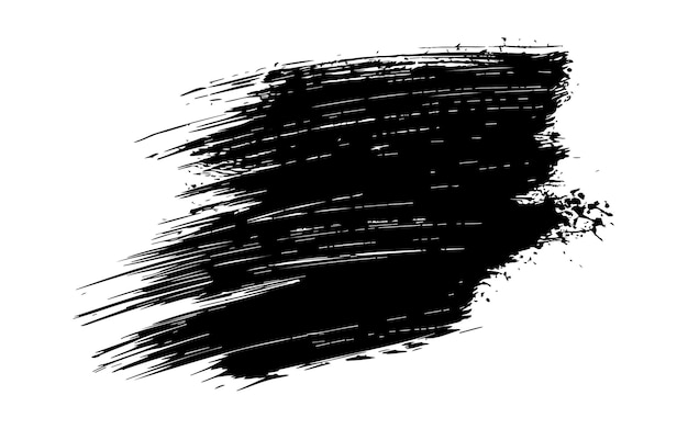 Un solo trazo de pincel de pintura áspera elemento de diseño negro abstracto dibujado a mano forma artística de tinta grunge