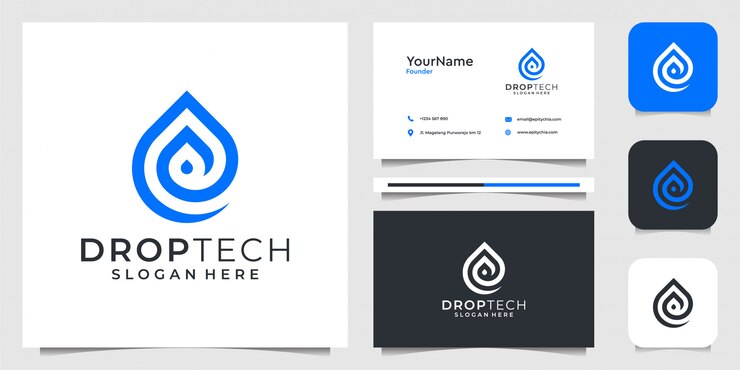 Soltar el logotipo en tecnología line art syle. Bueno para marcas, negocios, publicidad, símbolos, líquidos, aqua y tarjetas de visita.