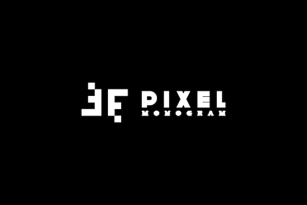 Solución de diseño de logotipo de monograma de píxeles con letras t y f
