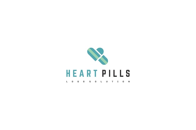 Vector solución de diseño de logotipo de plantilla para pastillas para el corazón