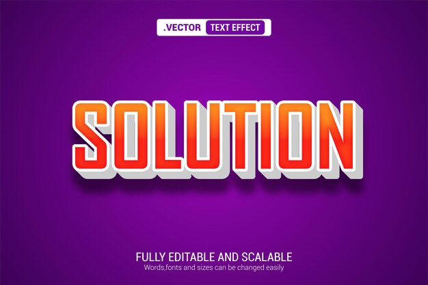 Solución de efecto de texto editable de estilo de plantilla 3D de vector premium