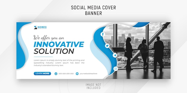 Solución empresarial moderna e innovadora para la portada de las redes sociales con formas abstractas