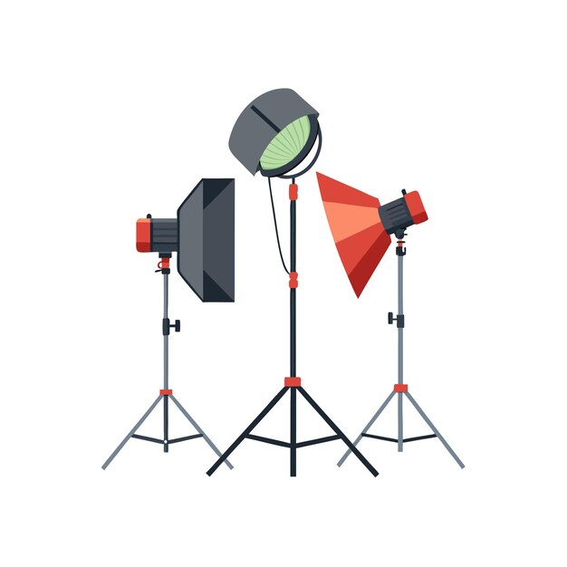 Solución de iluminación electrónica Equipo de estilo plano ilustración vectorial realista