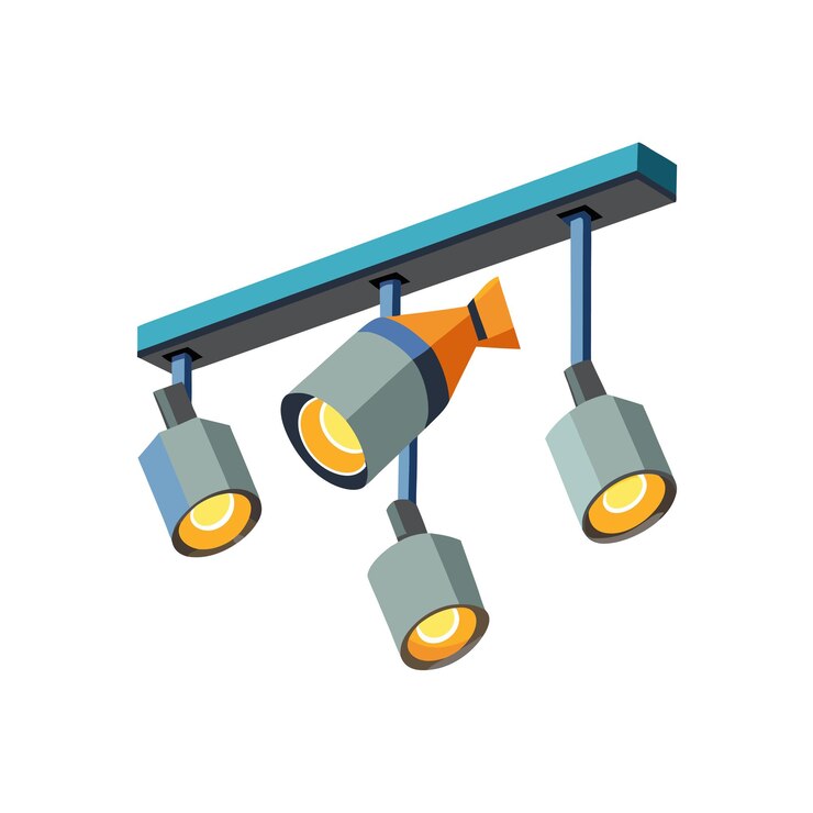 Vector solución de iluminación electrónica equipo de estilo plano ilustración vectorial realista