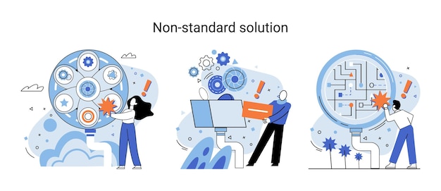 Vector solución no estándar resolución de problemas metáfora respuesta a una pregunta o creatividad idea innovación ayuda al éxito empresarial decisión alternativa o plan de estrategia empresarial opción de reserva elección empresarial
