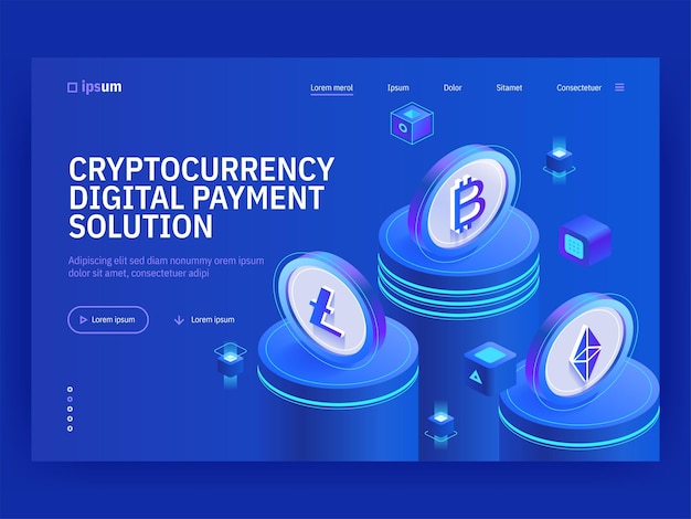 Solución de pago digital de criptomonedas isométrica