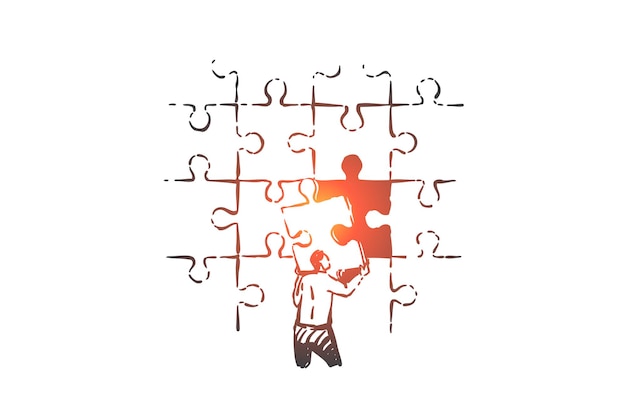 Solución de problemas, ilustración de boceto de concepto de desafío