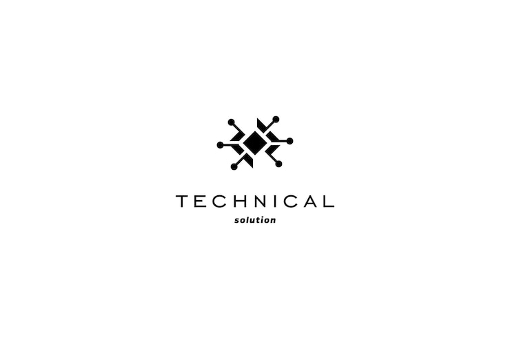 Vector solución técnica de diseño de logotipo con estilizado de joya