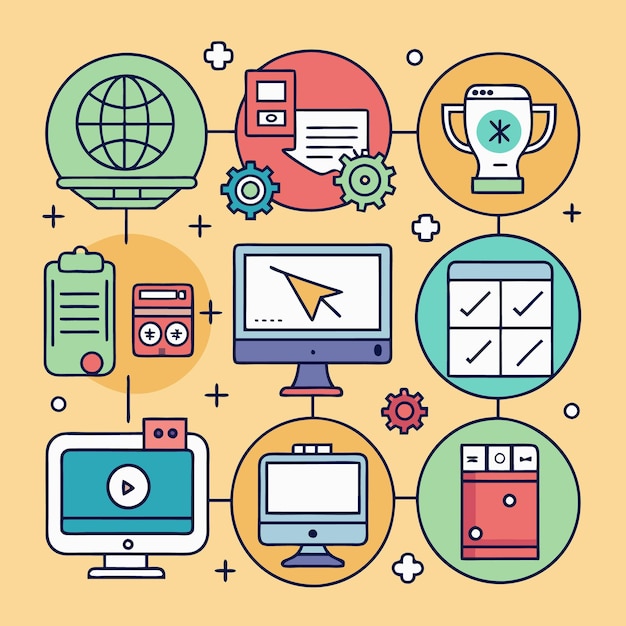 Soluciones integrales de TI Iconos Computación en la nube Análisis de datos y ciberseguridad