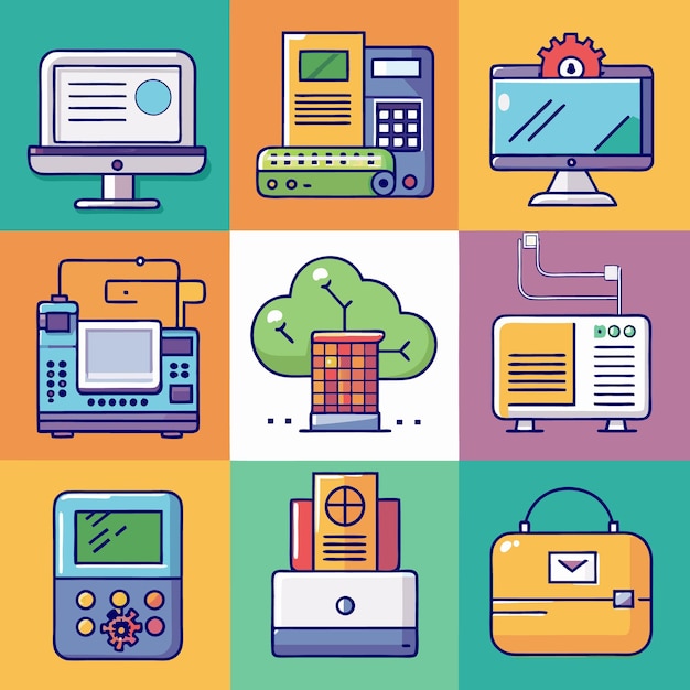Soluciones integrales de TI Iconos Computación en la nube Análisis de datos y ciberseguridad