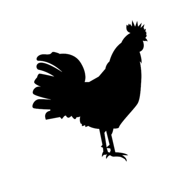 Vector sombra de un gallo sobre un fondo blanco