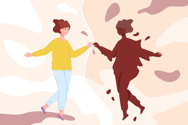 Sombra propia consciente Mujer conócete a ti mismo reunión inconsciente oculta con descubrimiento personalidad oscura consciente arquetipo de conciencia espiritual
