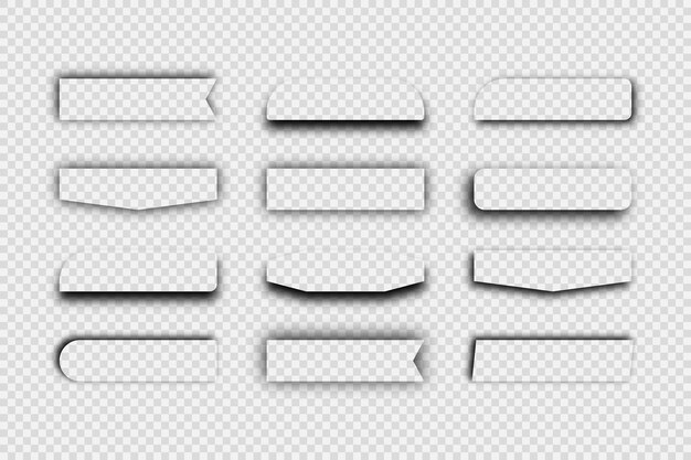 Sombra realista transparente oscura Conjunto de doce sombras rectangulares aisladas sobre fondo transparente Ilustración vectorial