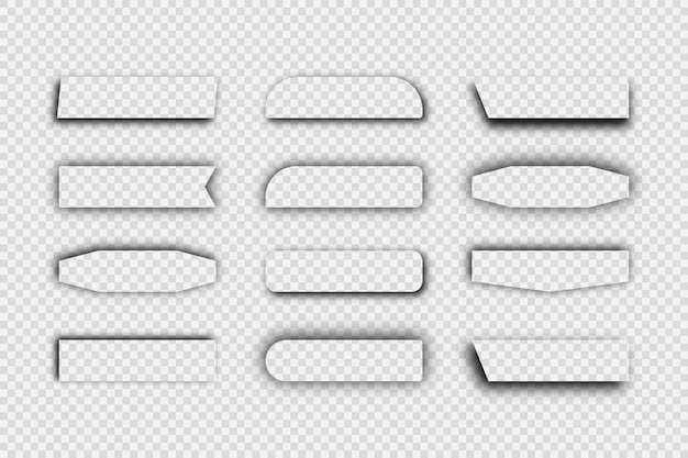 Sombra realista transparente oscura Conjunto de doce sombras rectangulares aisladas sobre fondo transparente Ilustración vectorial