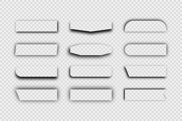 Sombra realista transparente oscura Conjunto de doce sombras rectangulares aisladas sobre fondo transparente Ilustración vectorial