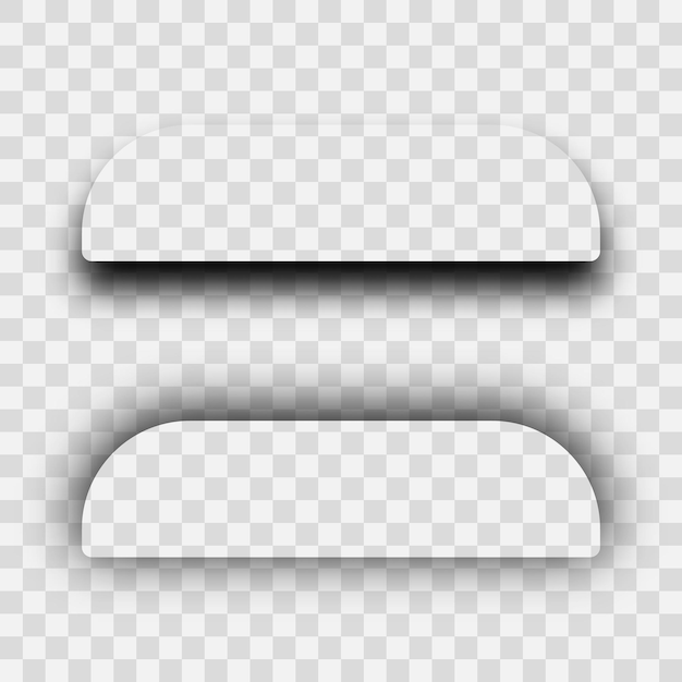 Sombra realista transparente oscura Conjunto de dos rectángulos con esquinas redondeadas sombras aisladas sobre fondo transparente Ilustración vectorial