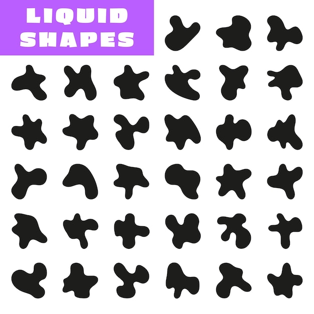 Sombras líquidas de formas aleatorias Conjunto de formas irregulares de manchas líquidas Ilustración vectorial