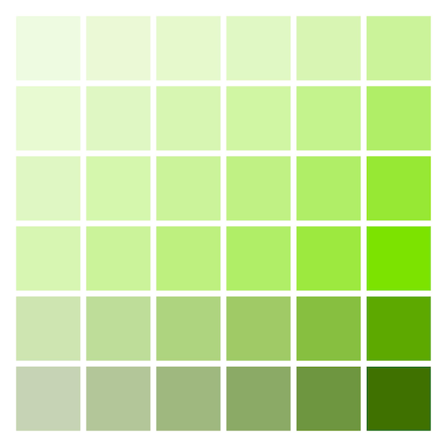 Vector las sombras de la paleta de colores verde cuadrícula eps 10