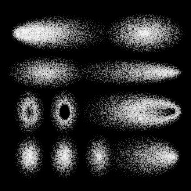 Vector sombras punteadas conjunto de elementos de diseño punteados desvanecimiento gradiente punteado dibujo de puntos sombreado usando