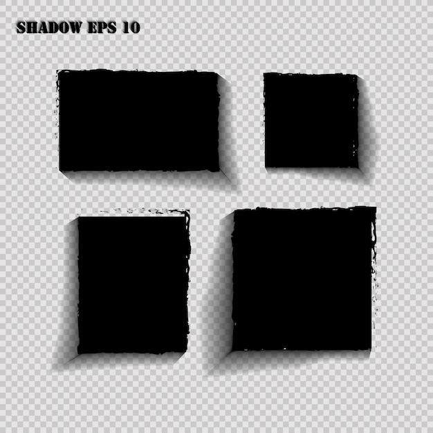 Vector sombras vectoriales aisladas conjunto de efectos de sombra redondos y rectangulares