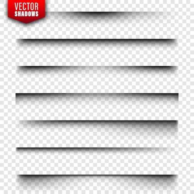 Sombras vectoriales establecidas Divisores de página sobre fondo transparente Sombra aislada realista Ilustración vectorial