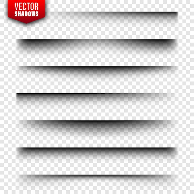 Sombras vectoriales establecidas Divisores de página sobre fondo transparente Sombra aislada realista Ilustración vectorial